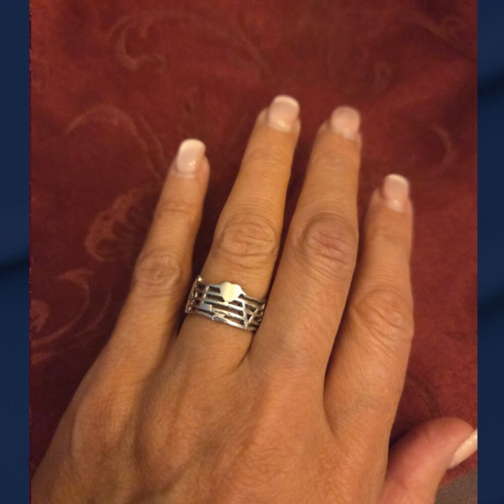 Vintage Sterling Silver 925 Music Note Bars Clif Band Love Ring